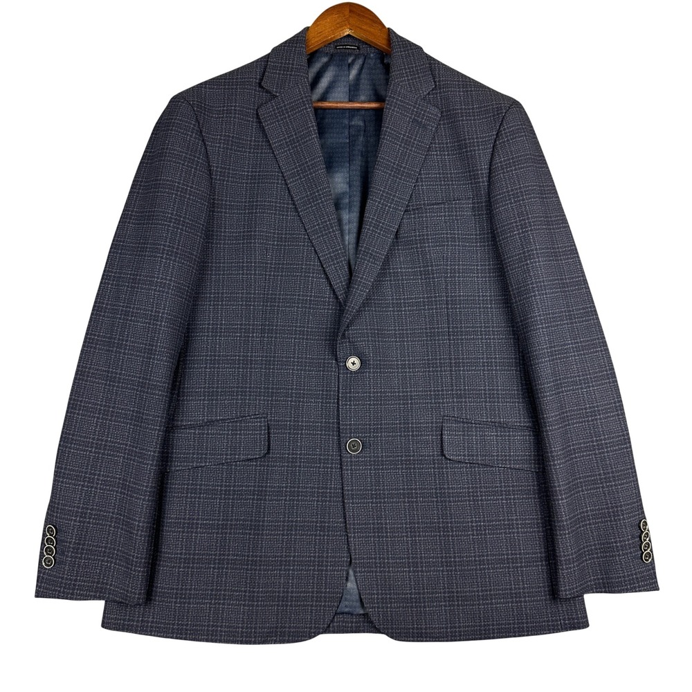 JOE Joseph Abboud Blue Micro Check Slim Fit Sport Coat Blazer 42 Long Stretch